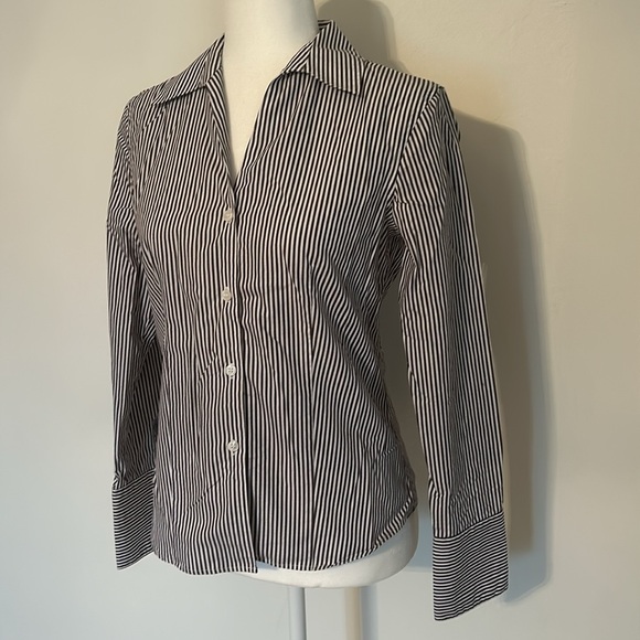 Calvin Klein Women’s Striped Button Up Blouse - Picture 2 of 5